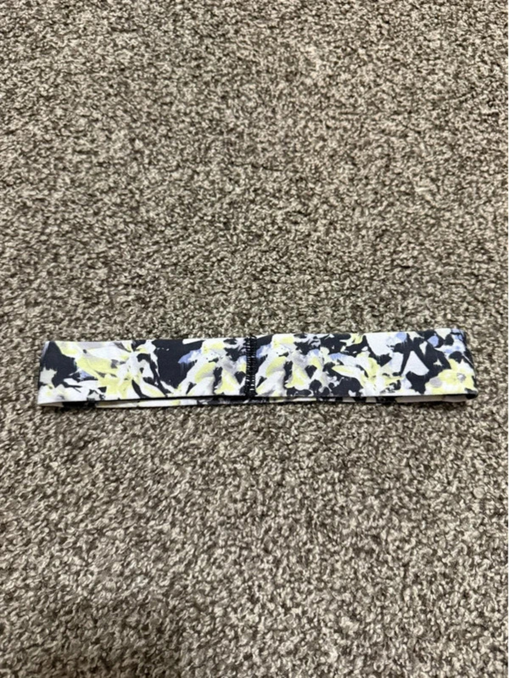 Lululemon Non Slip Headband Navy White Yellow Floral Running Yoga